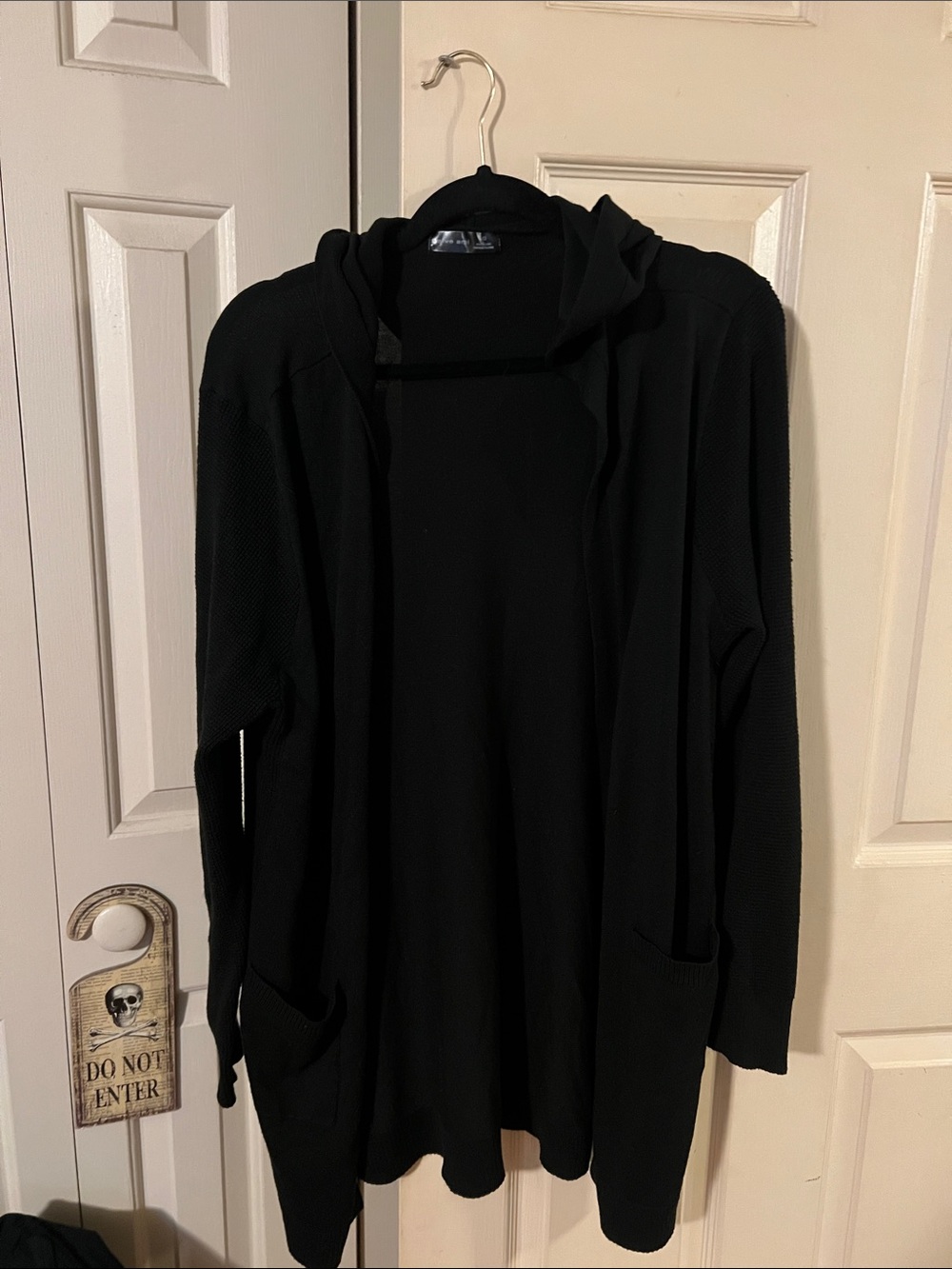 Verve Ami Black Hooded Open-Front Cardigan